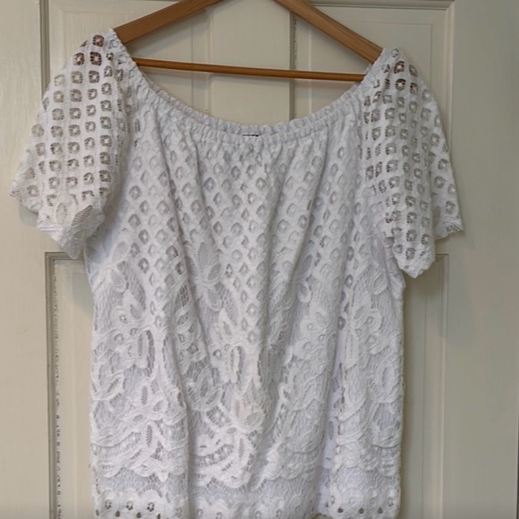 Rafaella White Smocked Lace Blouse - Picture 1 of 4